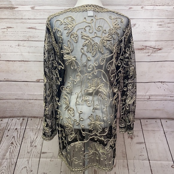 Sophie Chang Kimono Black Embroidered Gold - Picture 3 of 9